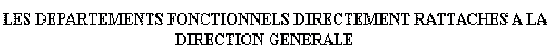 Zone de Texte: LES DEPARTEMENTS FONCTIONNELS DIRECTEMENT RATTACHES A LA DIRECTION GENERALE